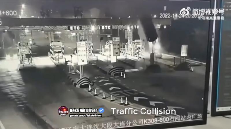 China Toll Booth Crash